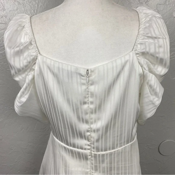 Lulus Dance After Dark White Satin Striped
Skater mini Dress Large - Picture 6 of 10